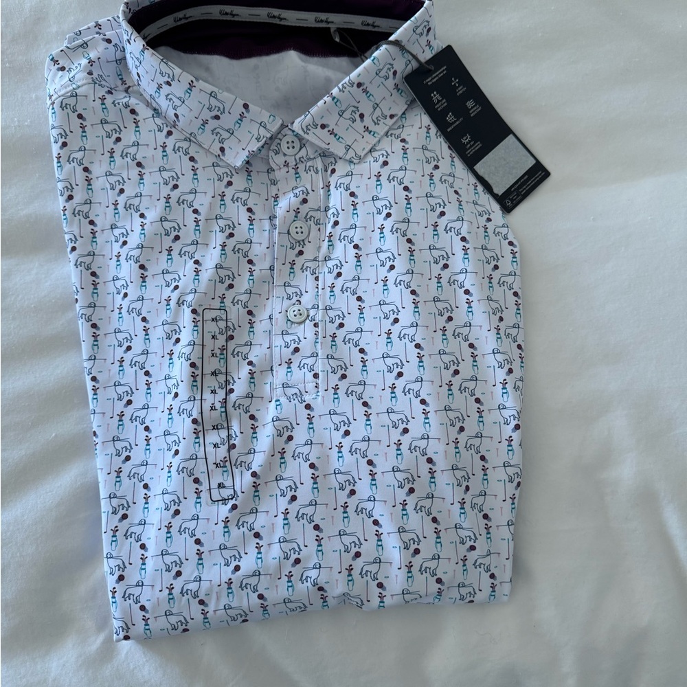 Walter Hagen White Shirt with Multicolor Pattern